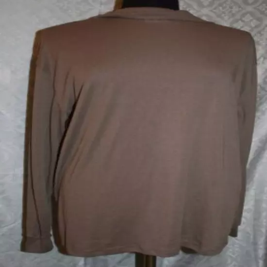 Military Mens Brown Khaki Undershirt XL Shirt Base Layer Half Zip Front