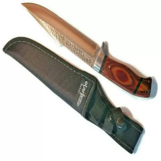 Ozark Mountain Fixed Blade 12" Knife SA68 With Sheath Hunting Wood Handle