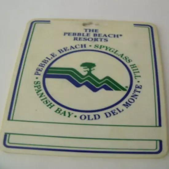 VINTAGE GOLF BAG TAG THE PEBBLE BEACH RESORTS,PEBBLE BEACH, SPANISH BAY, ETC.