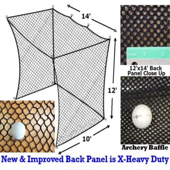 Golf Practice Net Insert 12'H x 14'W x 10'D For Batting Cages (#252Poly)