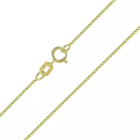 14K Solid Yellow Gold Box Necklace Real Gold Chain 20"