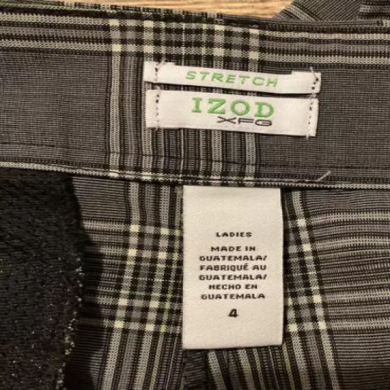 IZOD XFG Ladies Size 4 Gray Plaid Stretch Golf Pants