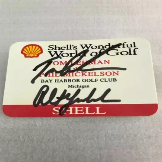 SHELL'S WONDERFUL WORLD of GOLF~LEHMAN v. LEFTY~BAY HARBOR~ AUTOGRAPHED BADGE 