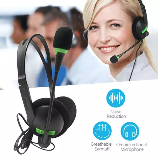 USB Headset with Microphone Computer Headphones for Laptop PC Call Center Work