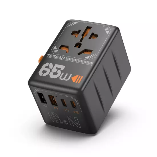 100W GaN Universal Travel Adapter with USB &Type C Fast Charging Adapter