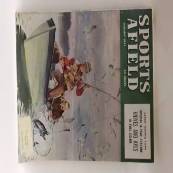 Sports Afield Magazine Great Painted Cover of Trout Fishing Family August 1951