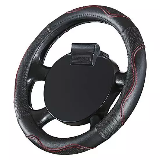 Premium Steering Wheel Cover for EZGO Golf Cart, 13 Inch Black Red