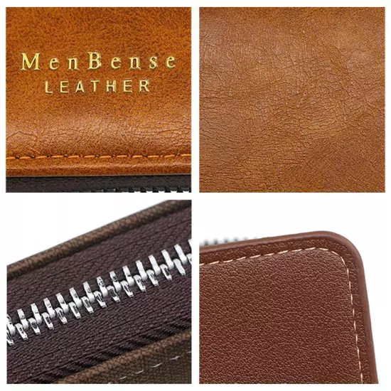 New Men's Wallet Fashion Large Capacity Vintage Men's Zip Money Clip^