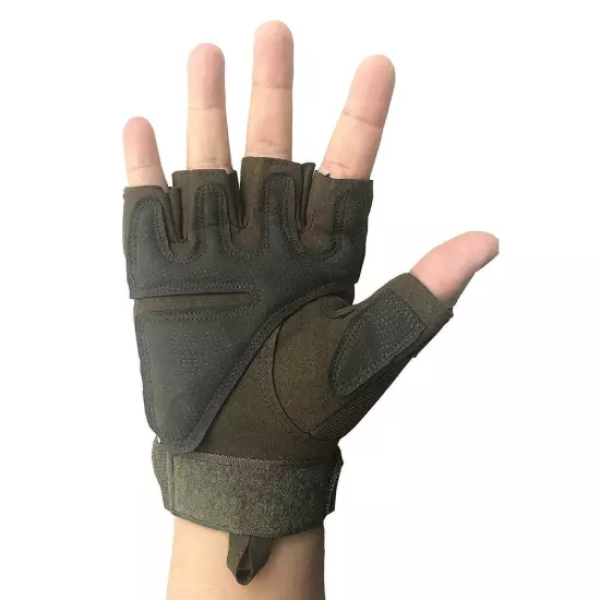 Military Tactical Leather Half Finger Gloves Combat Army Fingerless Gloves Work