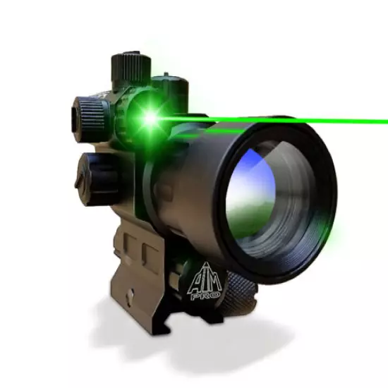 Aimpro ALFA Tactical Red Dot Reflex Sight with Built-in Visible Green Gun Laser