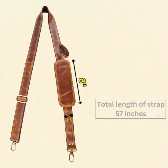 Bag Strap - Genuine Leather Double Layered with Brass Swivels ~ Adjustable Shoul