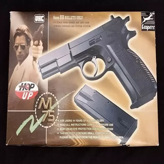 UHC M75 Black Full Action Toy Pistol 25 Round w/6 mm Plastic BB's Mint Condition