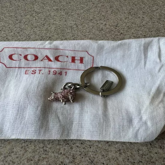 Coach Pink Pig Pave Swarovski Crystal Key Chain