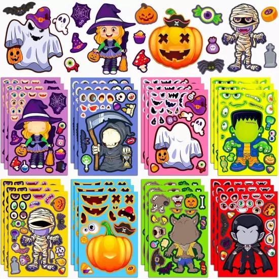 Halloween Stickers for Kids, Party Favors, DIY Multicolor 