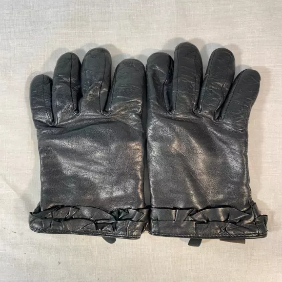 Cole Haan Leather Driving Gloves Women's Black Cashmere Lined - Size S