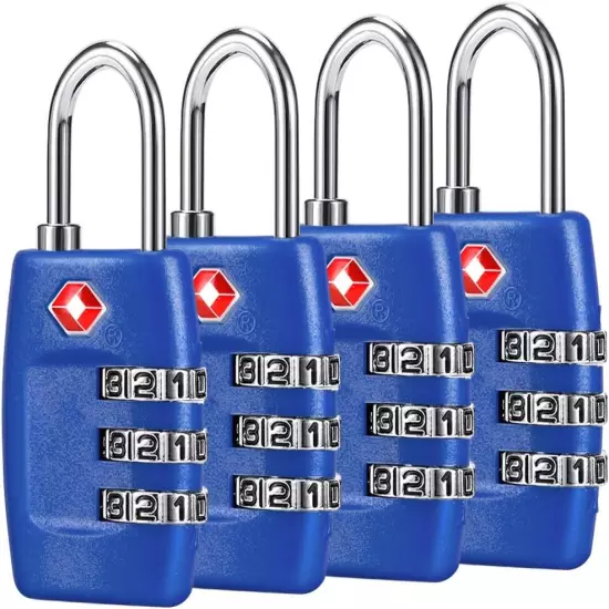 TSA Luggage Locks (4Pack) - 3 Digit Combination Padlocks - Approved Travel Lock 