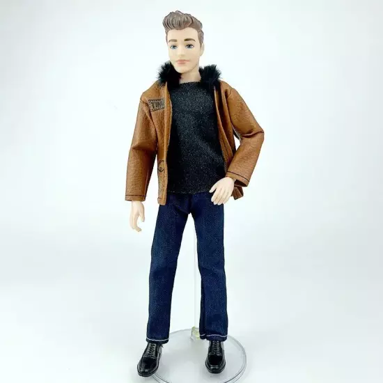 1set 1/6 Male Doll Clothes Brown Leather Coat Black Pants Shoes For 12" Doll Boy