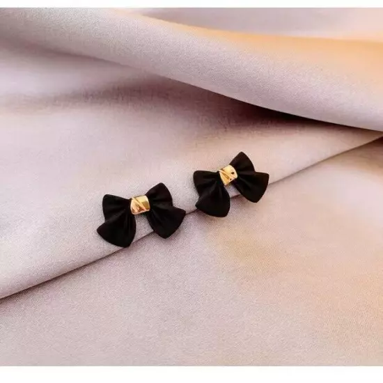 Fashion 18k Gold Plated Bow Stud Earrings Womens Girls Jewellery Party Red/Black