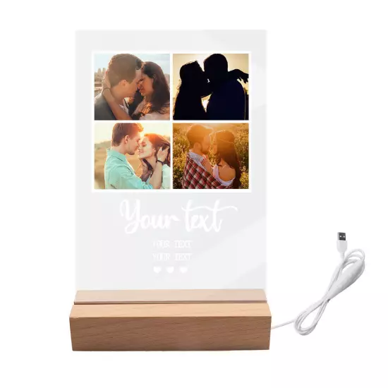 Personalized Photo Collage Plaque LED Photo Frame Night Light Gifts for Mom