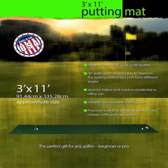 Golf Putting Mat Golfing Aids Practice Area Green Put Home Office Indoor Outdoor