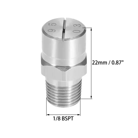 Flat Fan Spray Tip - 1/8BSPT Nozzle - 95 Degree 1.1mm Orifice Diameter - 2 Pcs