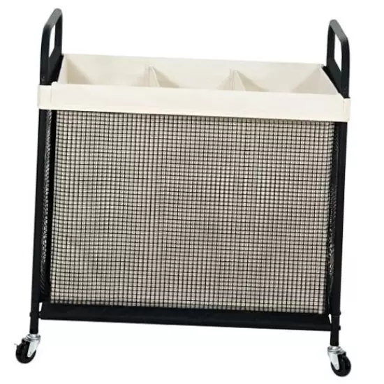  Laundry Hamper 3 Section, 120L Rolling Laundry Sorter Cart with 3-Section