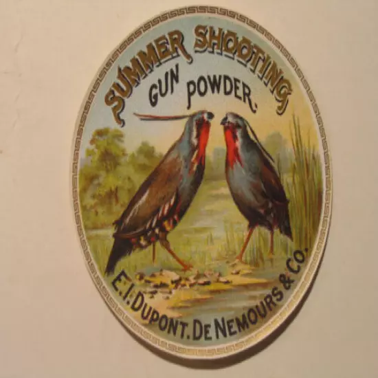 Vintage Summer Shooting Gun Powder Label (DuPont) Original