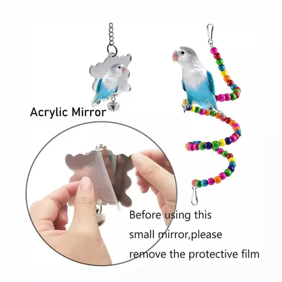 Bird Toy Wood Parrot Toys Set Cage Bird Swing Suspension Bridge Ball Cage Bells