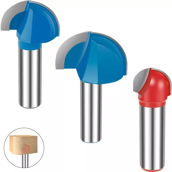 3Pcs 1/2" Shank Core Box Router Bit Set Diameter 3/4" 1-1/4" 1-5/8" Router Bitφ