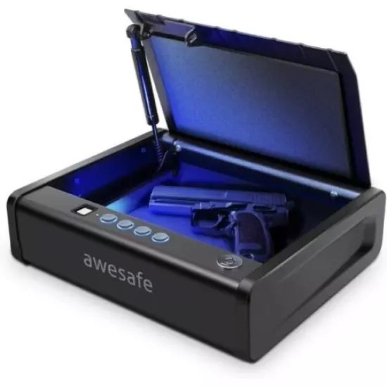 awesafe Gun Safe with Fingerprint Identification and Biometric Lock One Handgun 