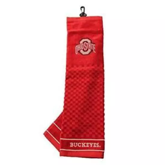 Team Golf NCAA Ohio State Buckeyes Embroidered Golf Towel, Checkered Scrubber