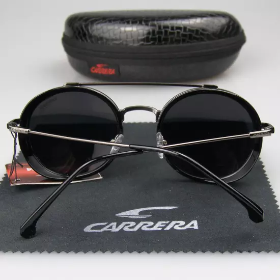 Men Women Retro Sunglasses Matte Black Metal Round Frame Carrera Glasses+Box C39