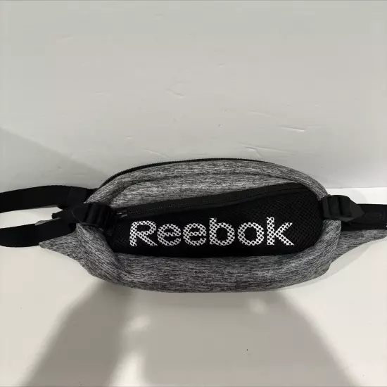 Reebok Fanny Pack Adult Unisex Gray Adjustable 2 Pocket 94% Polyester 6%Spandex