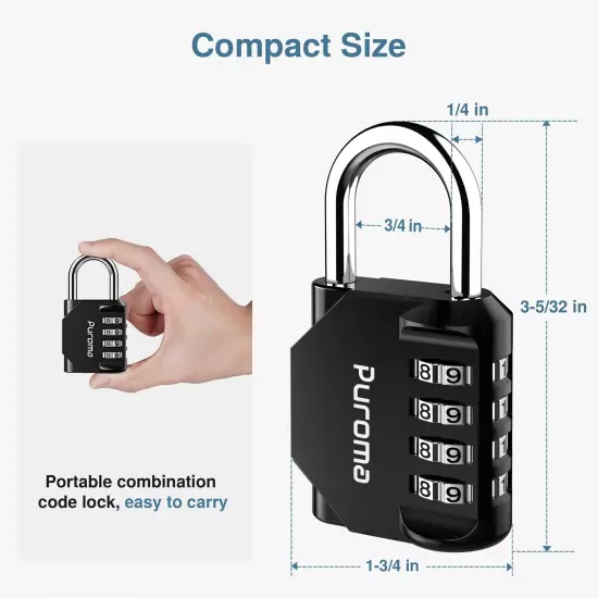 1 Pack Combination Lock 4 Digit Locker Lock Outdoor Waterproof Padlock for Sc...