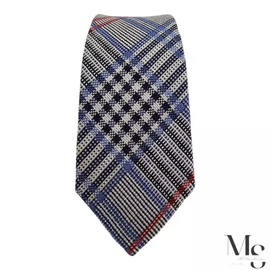 FRANCO BASSI XL Blue & Gray Plaids & Cheks Silk Blend Tie Italy W:2.5" EX CD