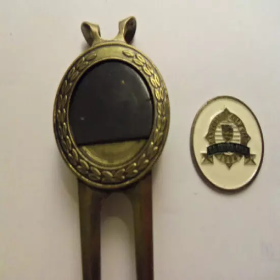 Vintage Golf Design Brass Divot Tool Money Clip Ball-Marker USA patent