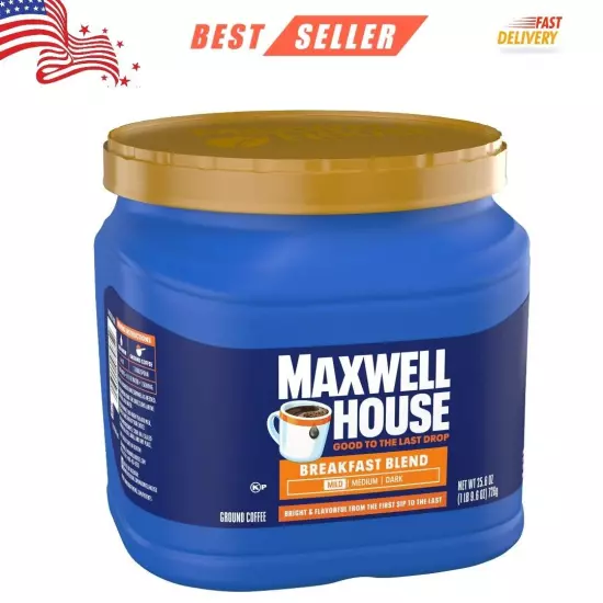 Maxwell House Light Roast Breakfast Blend Ground Coffee, 25.6 oz. Canister