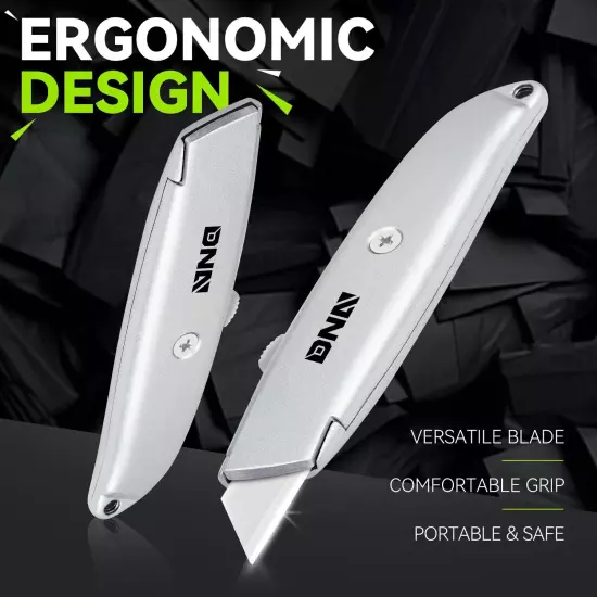 2 Pack Heavy Duty Durable Sharp Razor Blade Retractable Utility Knife Box Cutter