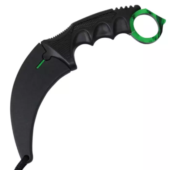 SMOKEY GREEN Tactical Fixed Blade KARAMBIT Neck Knife BOWIE + SHEATH Survival