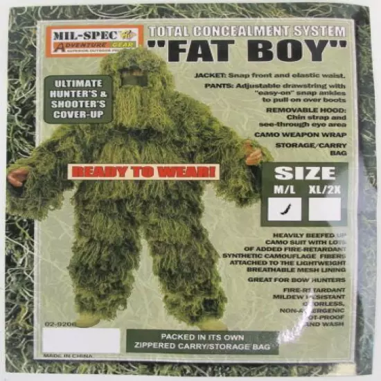 Ghillie Suit Fat Boy Mil Spec Woodland Camo Medium/Large