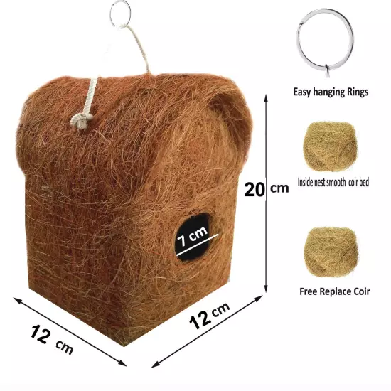 Pure Nest Bird House Purely Handmade, Type -Coir Size Set of 2 Large