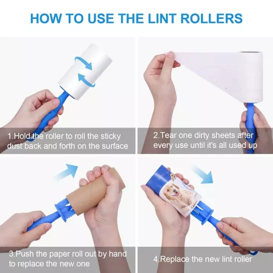 Lint Rollers for Pet Hair Extra Sticky Remover 900 Sheets Total Upgraded 5 Ha...