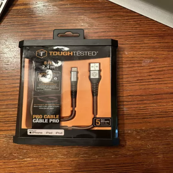 ToughTested 8ft/ 2.4M Durable Braided IPHONE Cable - Brand New