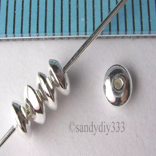 20x STERLING SILVER SEAMLESS SAUCER SPACER BEADS 3.6mm 1.9mm (#062)