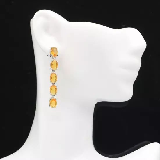 Highly Recommend Golden Citrine For Ladies Party Daily Wear Silver Earrings 