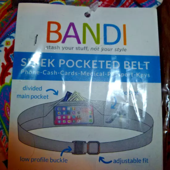 BANDI Sleek Pocketed Belt (Phone-Cash-Cards-Passport-Keys) Stash your stuff.