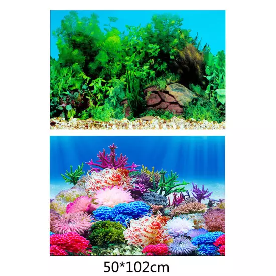 2 in 1 Double-sided Printing 3D Poster Decor Aquarium Fish Tank Background Decor