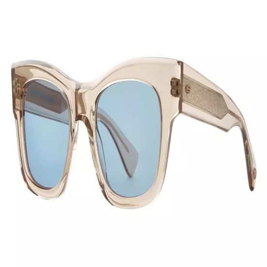 Garrett Leight WOZ SUN Beige Transparent/Pacific Blue (BRE/PAC) Sunglasses