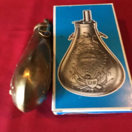 Musket Powder Flask 60 GR Spout for 58 Cal Brass Finish Italy Made NOS