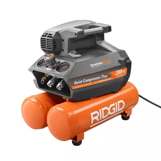 RIDGID OF45200SS 4.5 Gal. Portable Electric Quiet Air Compressor